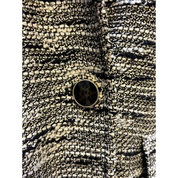 St. John Knit Jacket Tan/Black Size 6 Textured Pattern Button Closure 6 - Picture 7 of 8